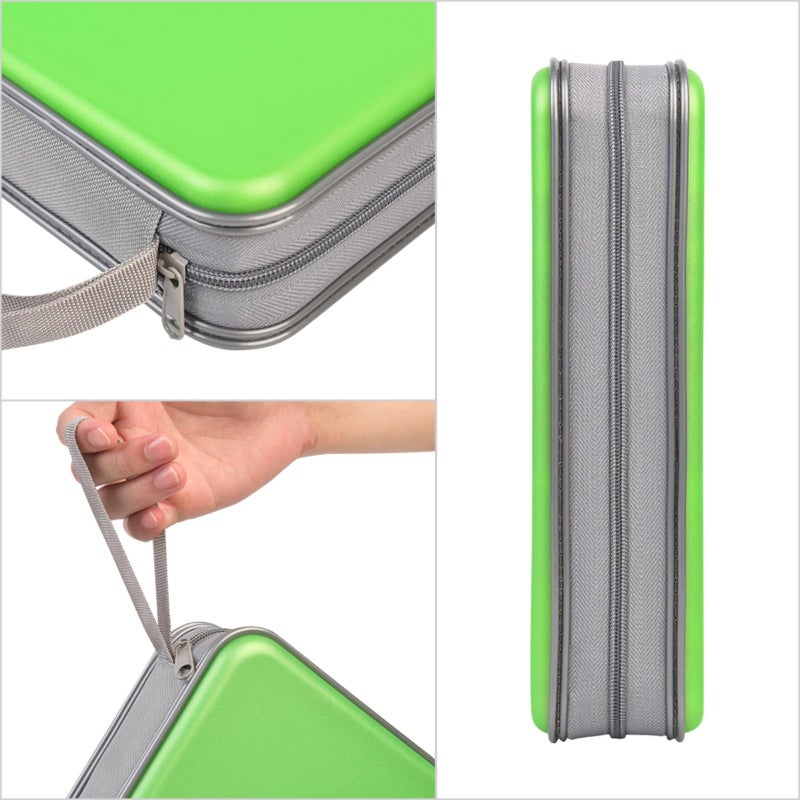 alavisxf xx CD Case, 96 Capacity Hard Plastic CD Holder Protective DVD Disc Storage Case Holder Portable Zipper CD DVD Organizer Storage Wallet for Car Home Travel (96 Capacity, Green) - Image 2